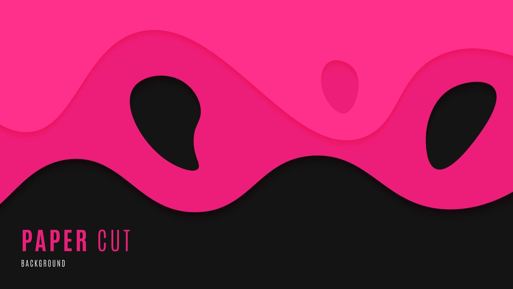 Estilo de corte de papel de ondas rosadas lisas abstractas modernas en fondo negro vector