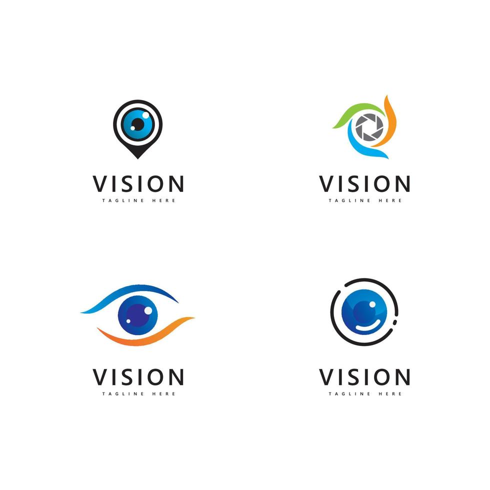 Diseño de plantilla de vector de símbolo de ojo de visión de letra de logotipo de ojo abstracto