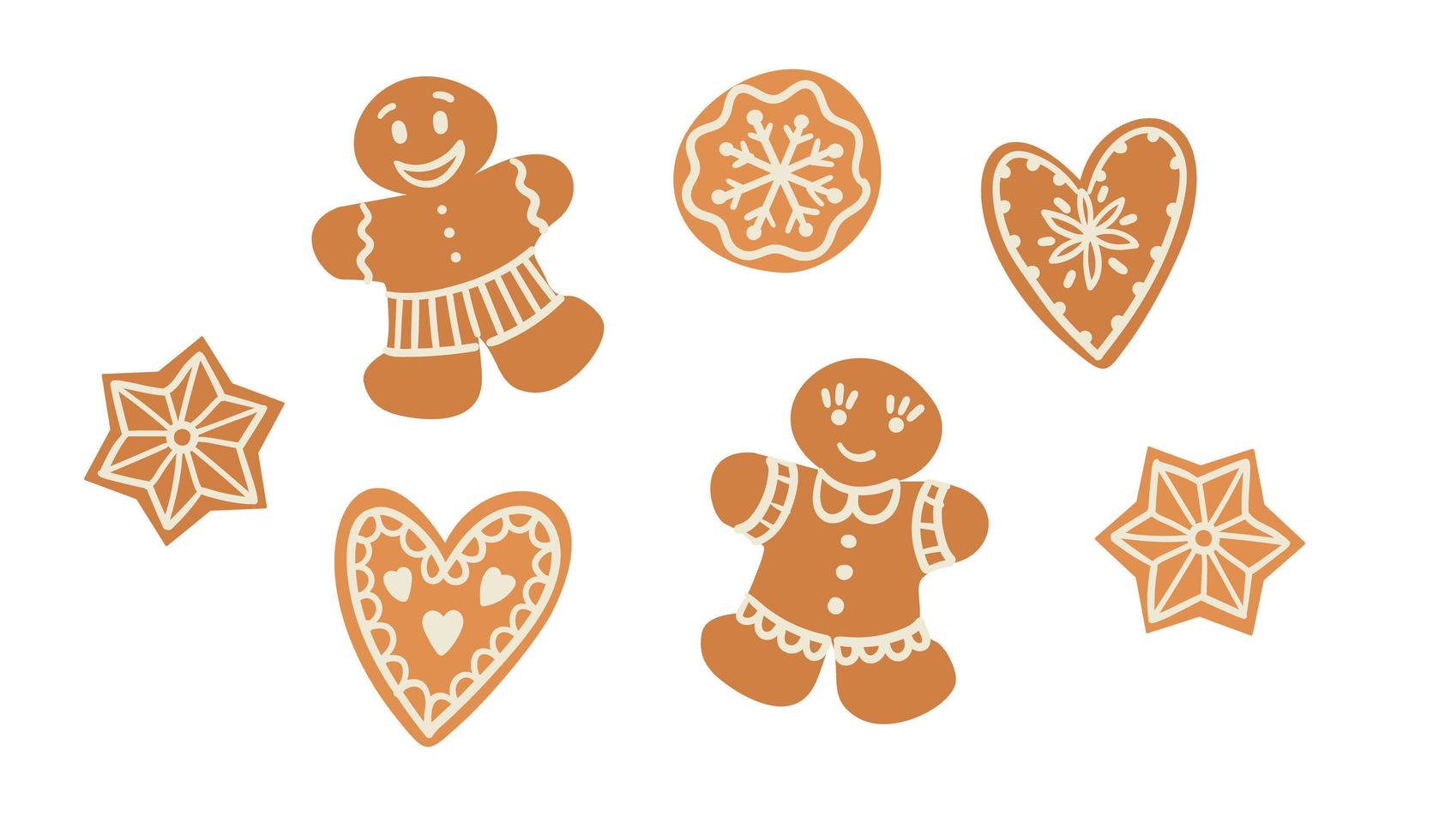 Set of Christmas gingerbread. Vector illustration. Design element