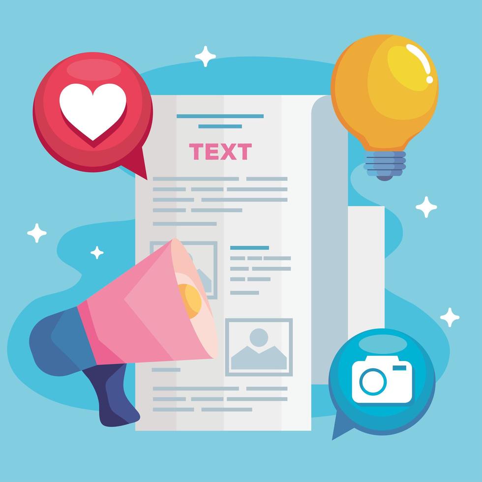 storytelling document with icon set vector