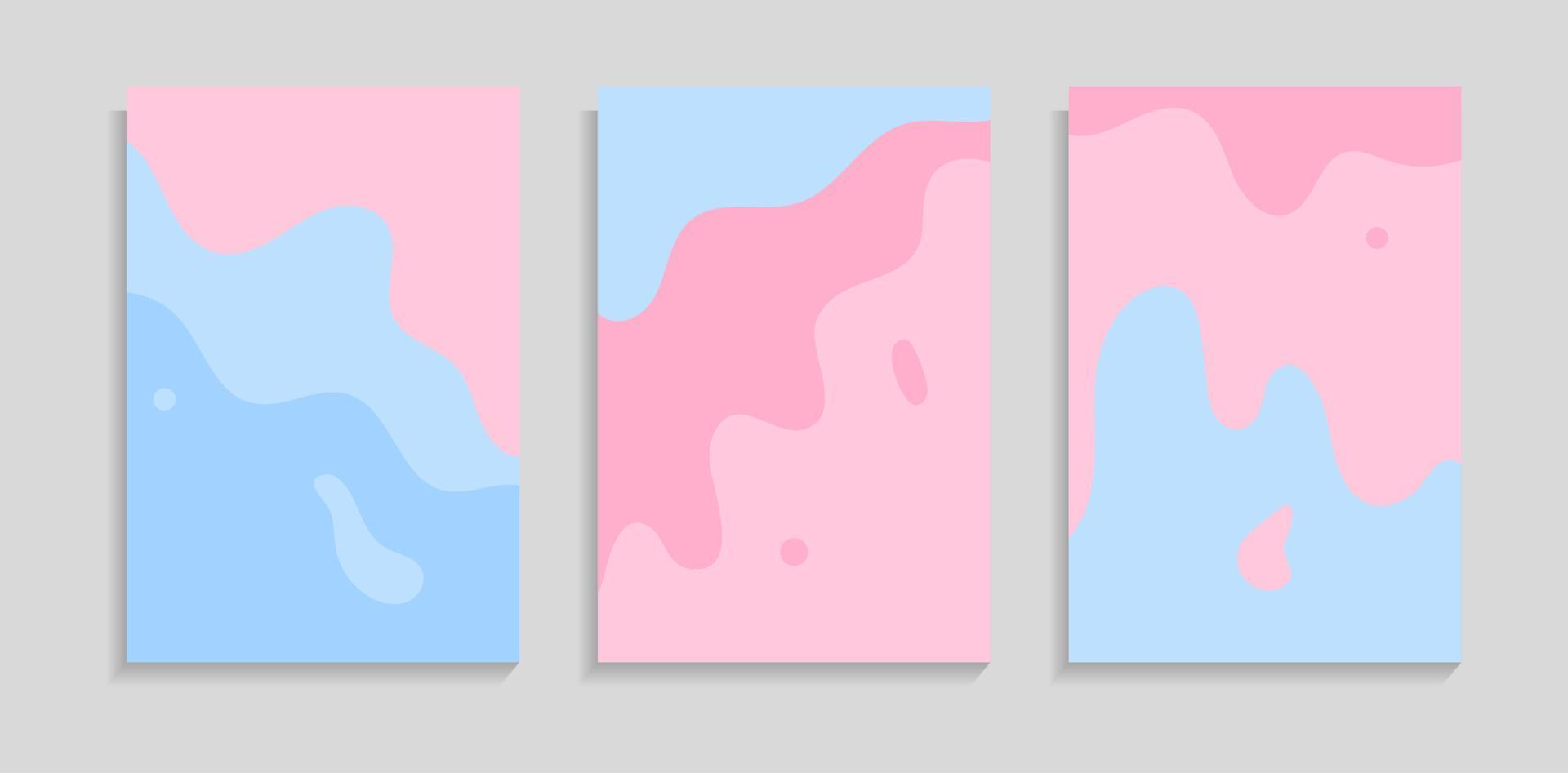 Set Of Minimal Blue Pink Flat Liquid Slime Background. Good For Banner, Web, Poster Or Wallpaper vector