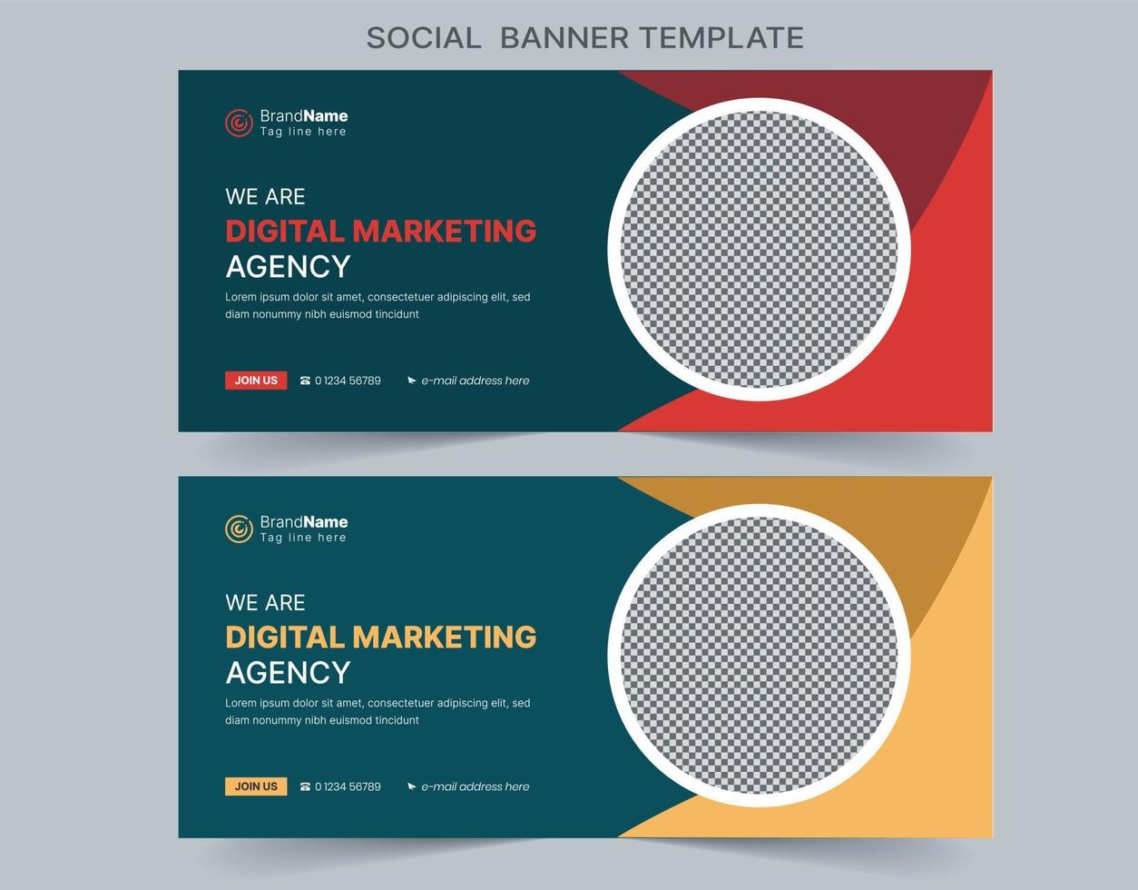 Social Media Marketing Web banner, Digital Marketing Cover Banner Template Design vector