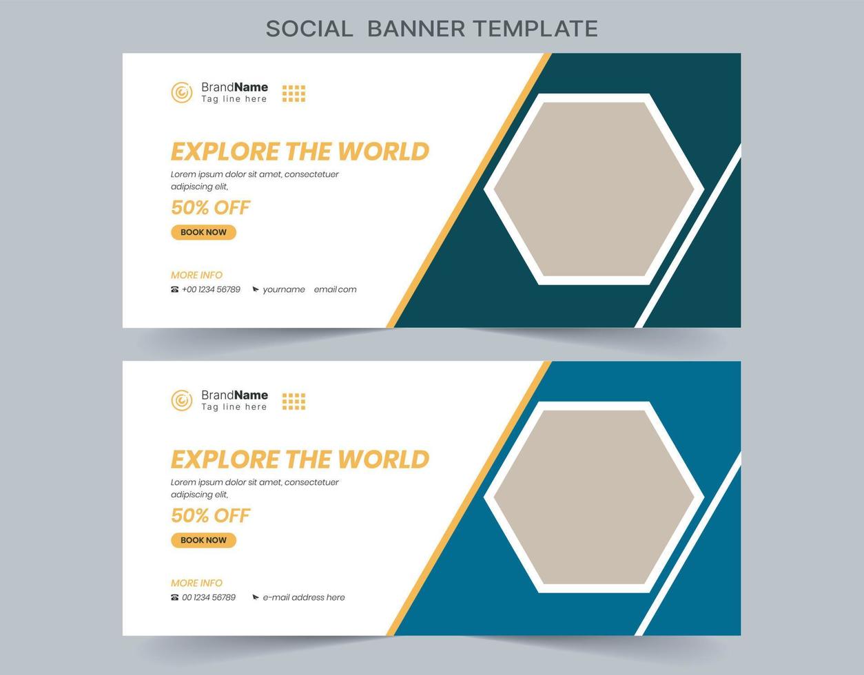 Social Media Marketing Web banner, Digital Marketing Cover Banner Template Design vector