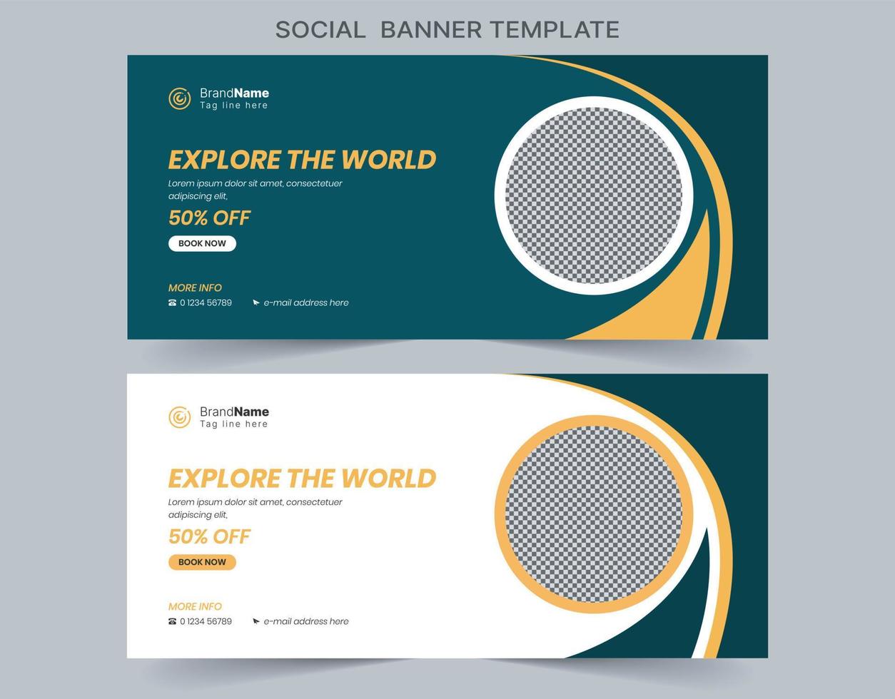 Social Media Marketing Web banner, Digital Marketing Cover Banner Template Design vector