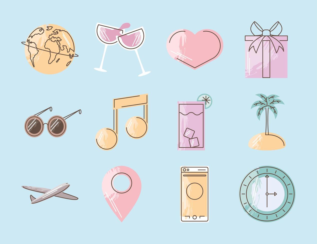 highlights lifestyle icon set vector