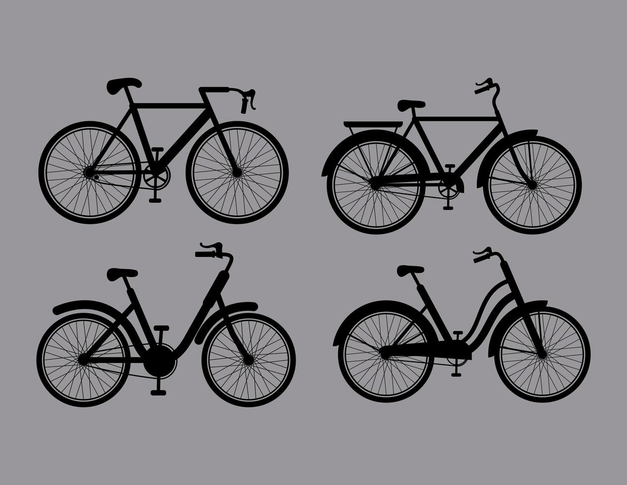 four bike silhouettes vector