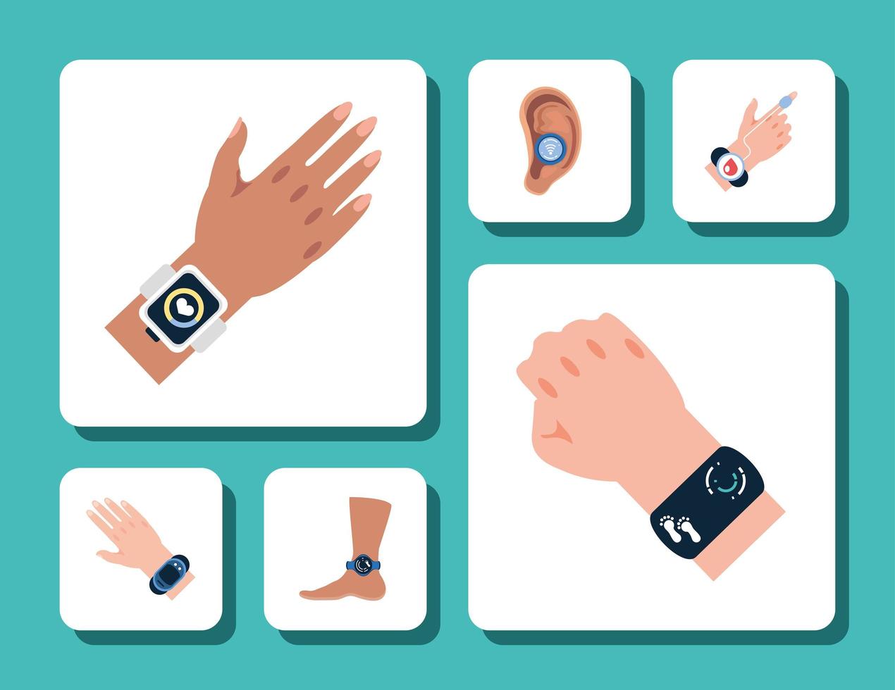 hands and foot wearable devices vector