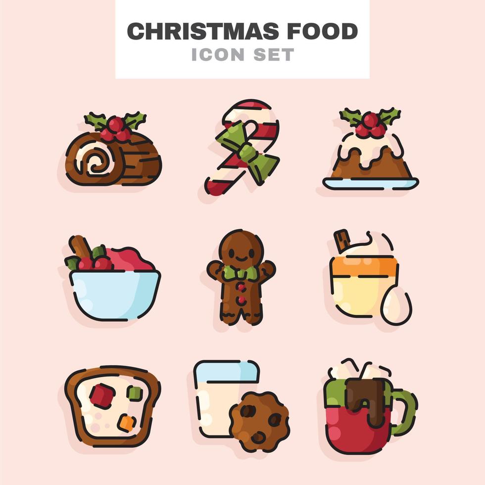 conjunto de iconos de comida de navidad vector