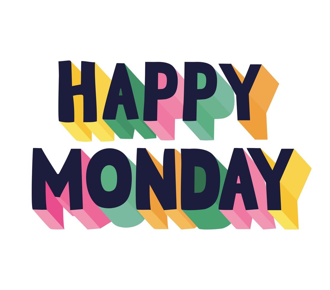 lettering of happy monday vector