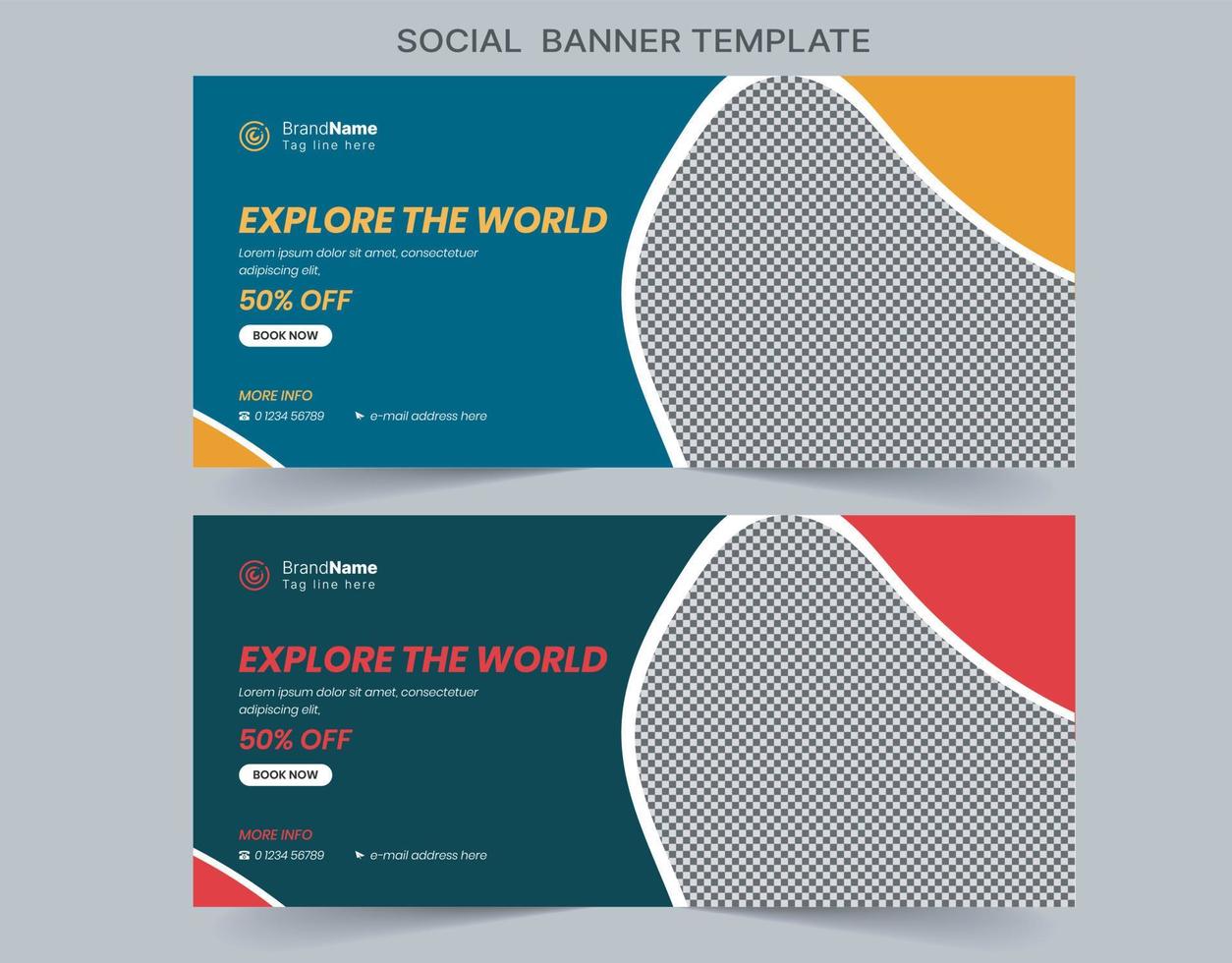 Social Media Marketing Web banner, Digital Marketing Cover Banner Template Design vector