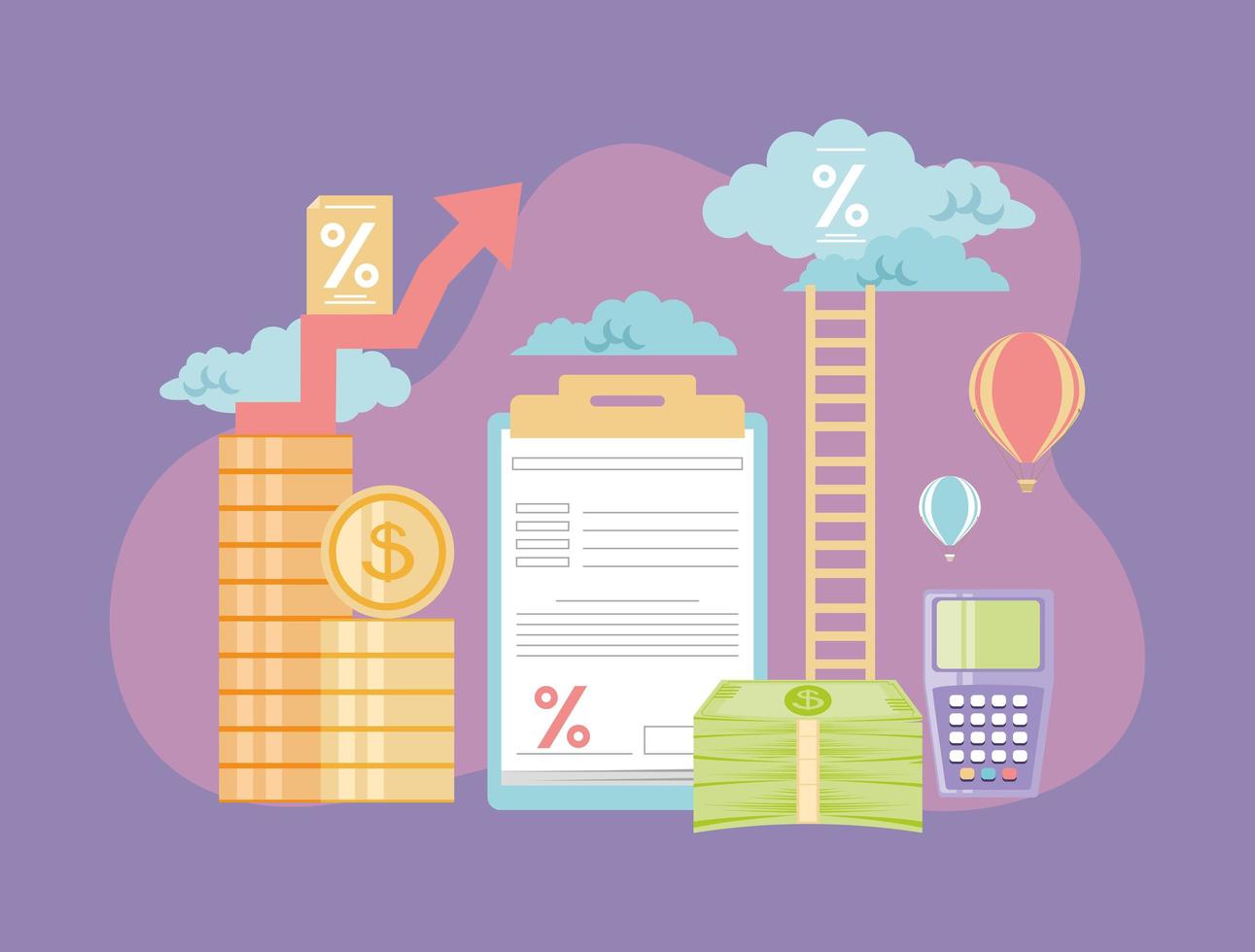 growing money and interest vector
