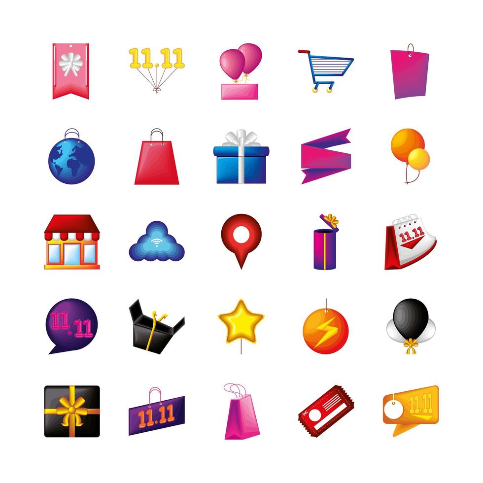 set of shopping day vector