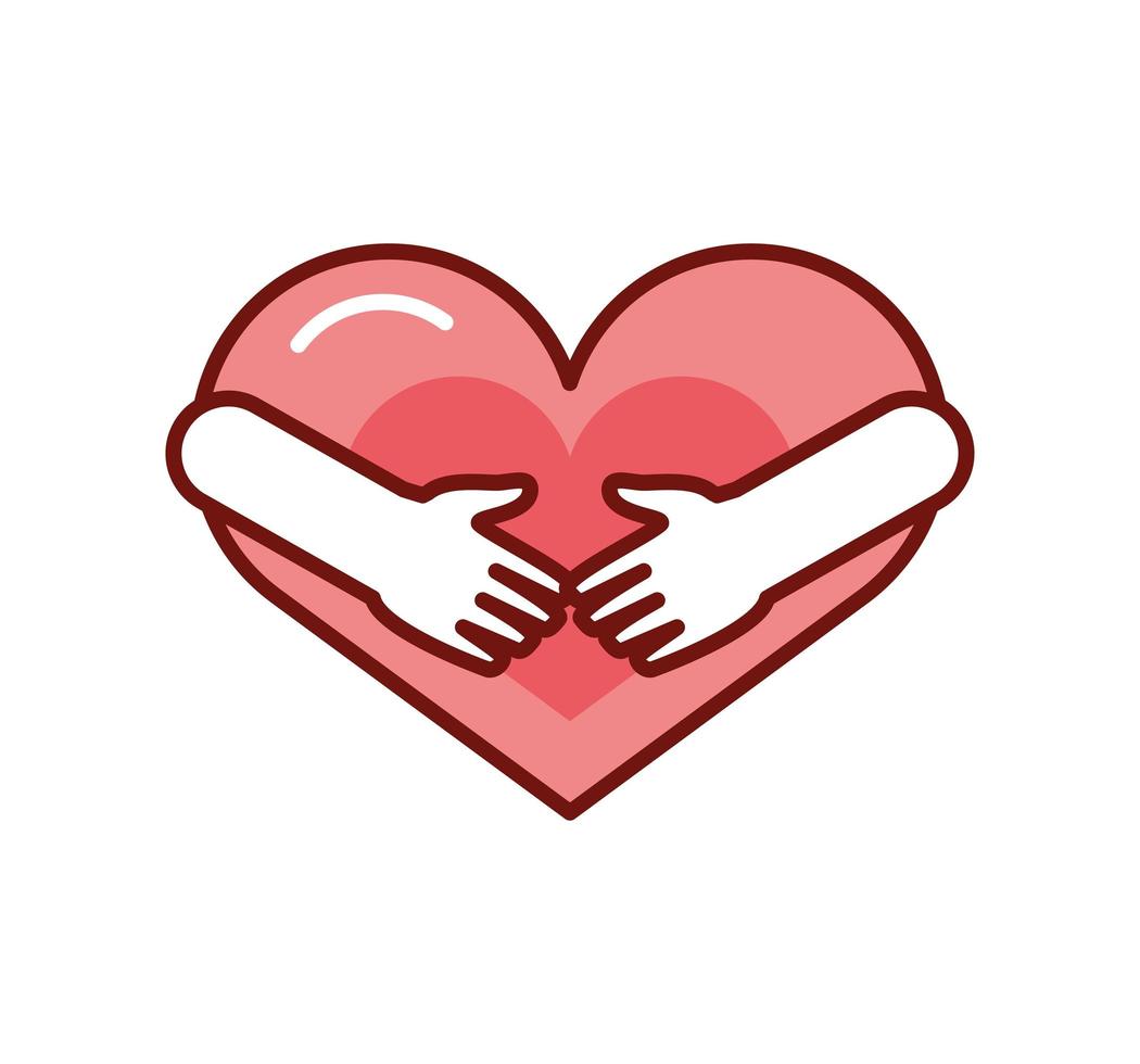 hands hugging a heart vector