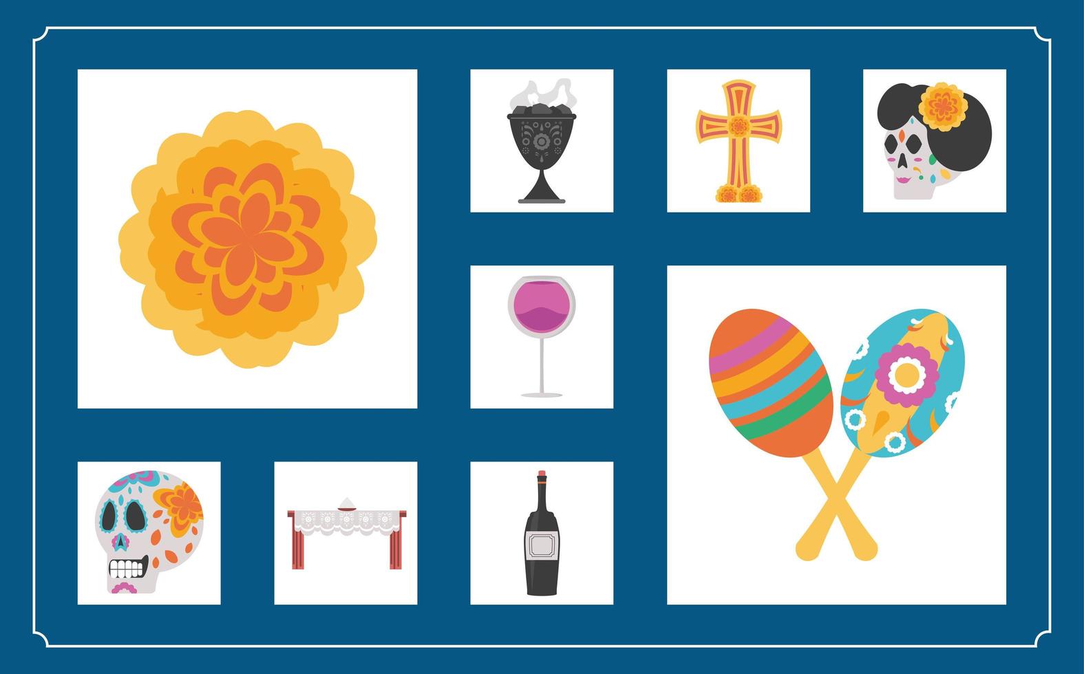day of the dead, pack icons vector