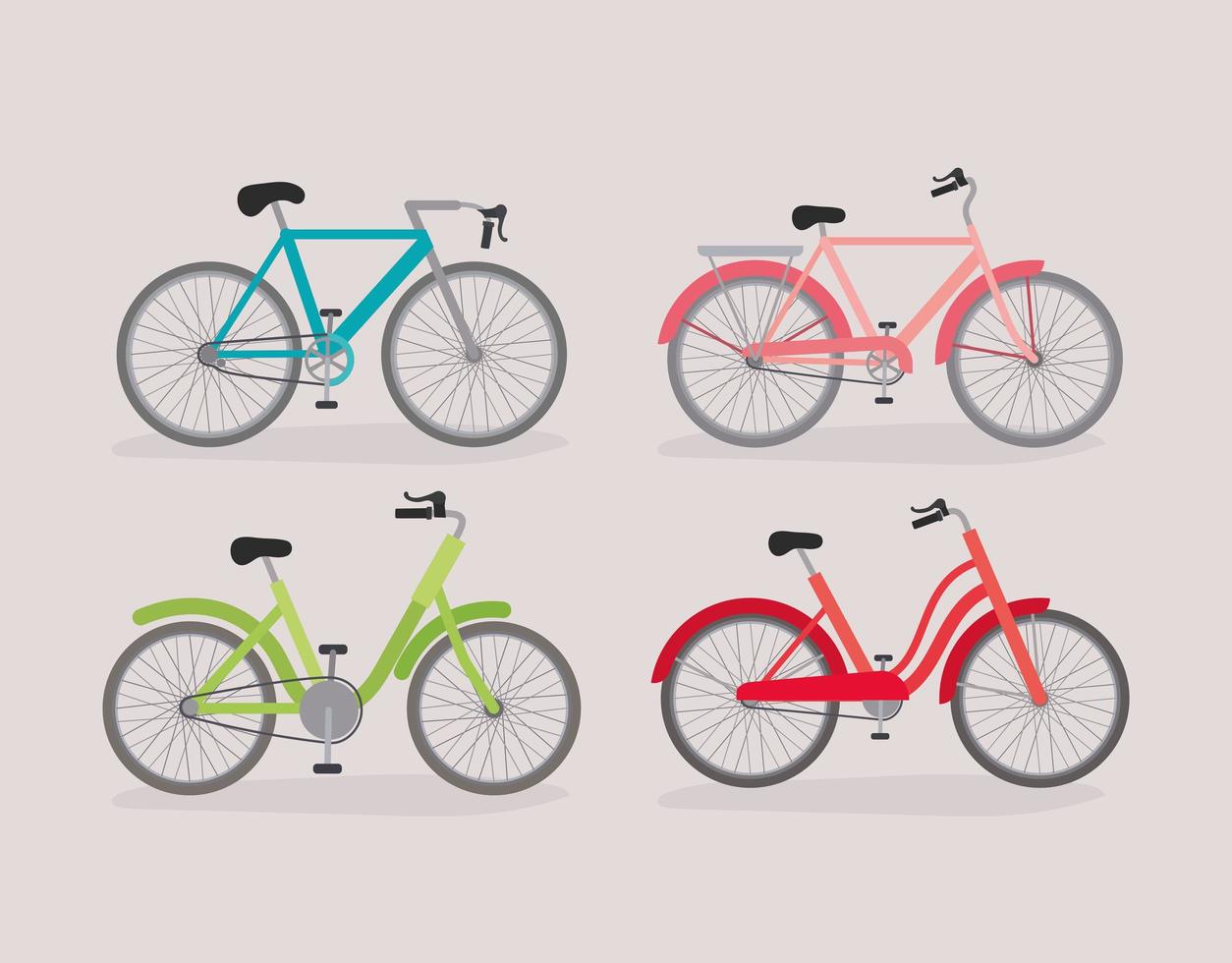 bicicleta de cuatro colores vector