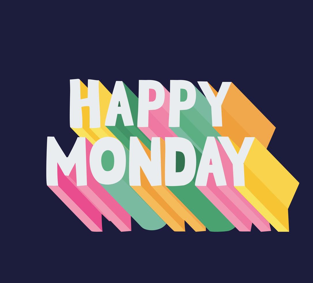 pretty phrase of happy monday vector