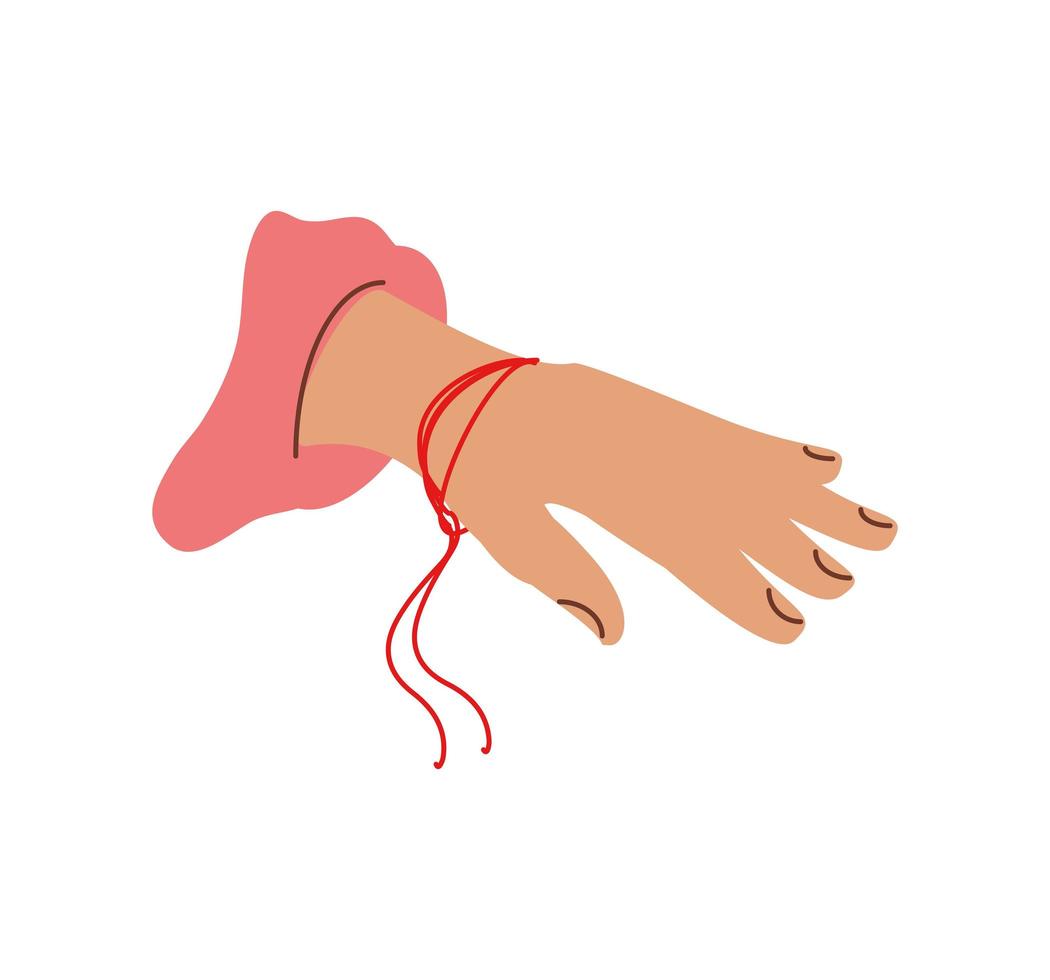 hand showing red string vector