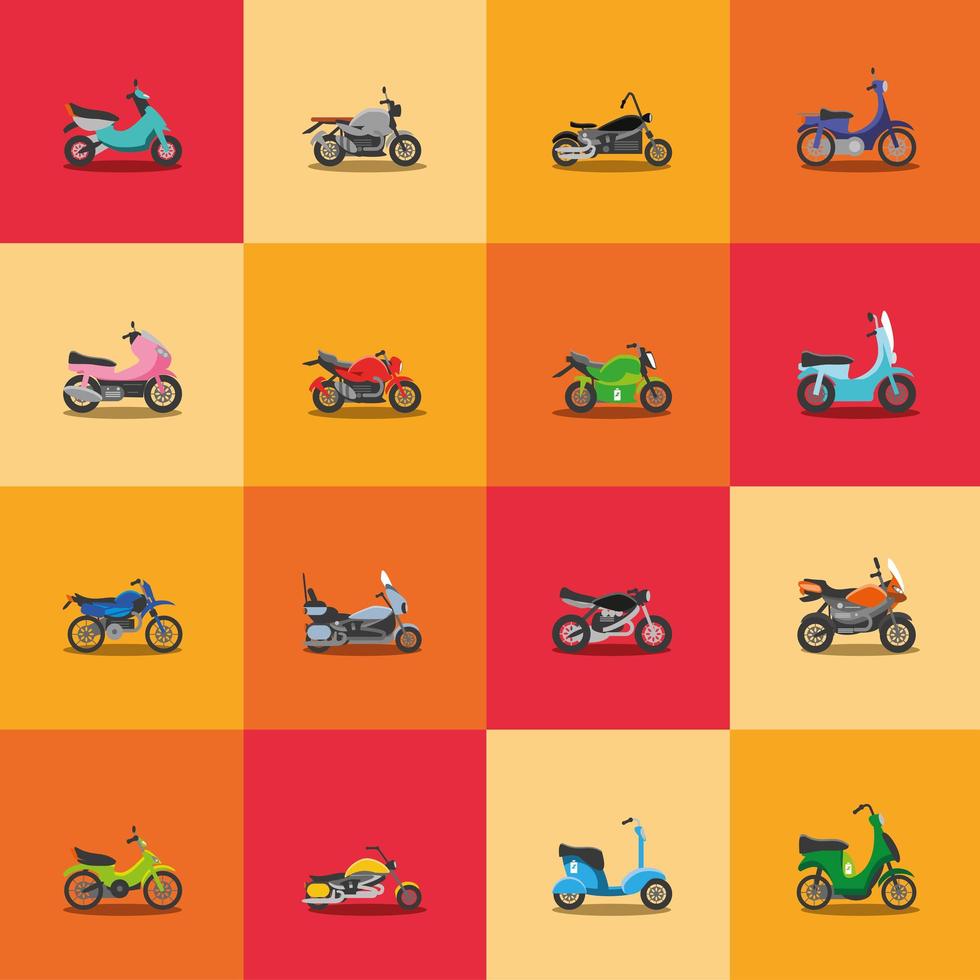 various motorcycles transport vector