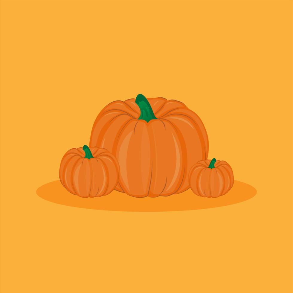 Halloween Icon with Pumpkins. Flat Vector Illustration. Orange Background. Halloween party icon