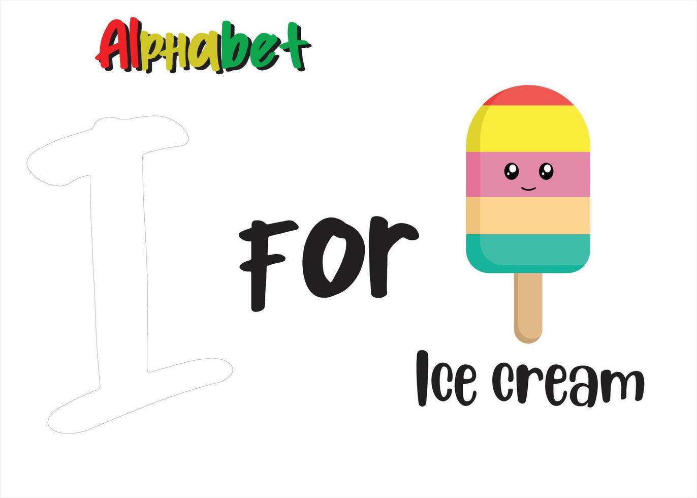 alphabet letter I with ice cream vector