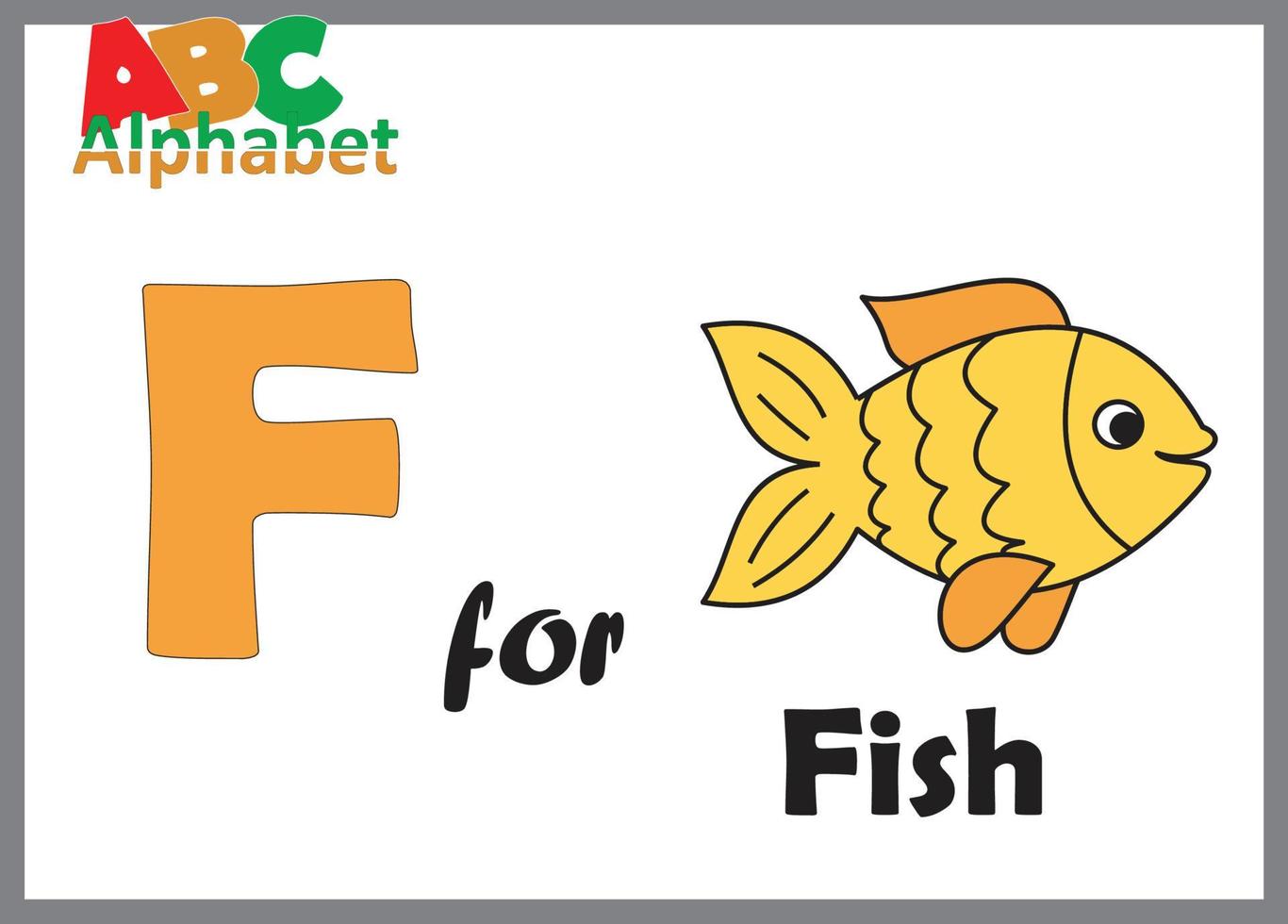 alphabet letter F with fish vector