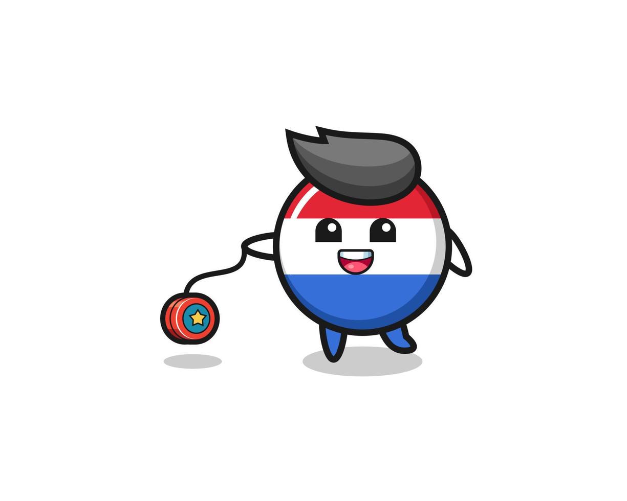 cartoon of cute netherlands flag playing a yoyo vector