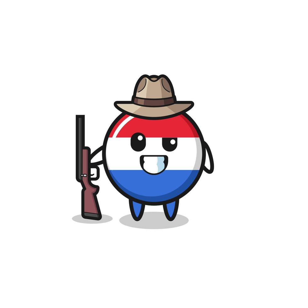 Holanda mascota cazador de bandera sosteniendo una pistola vector