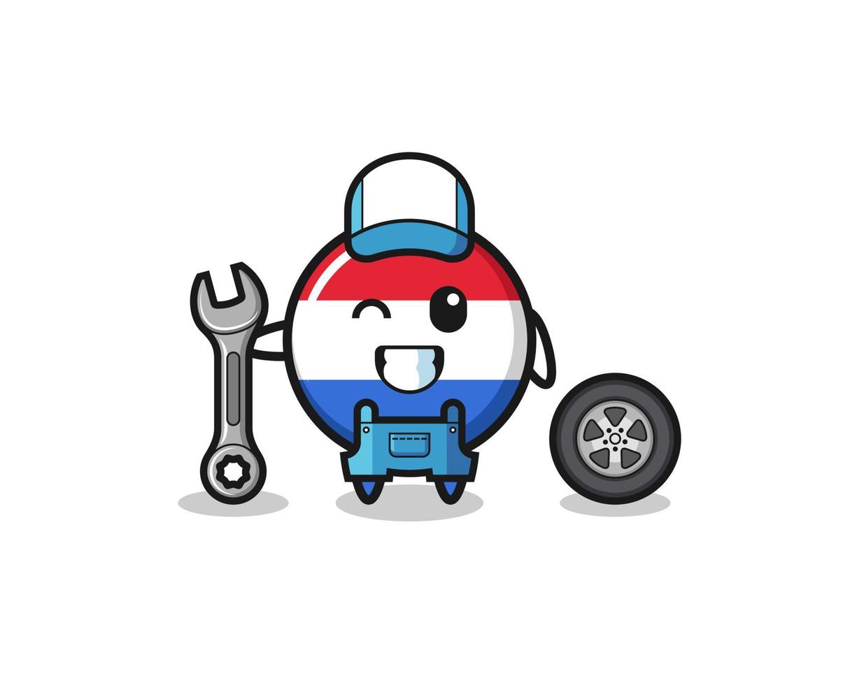 the netherlands flag character as a mechanic mascot vector