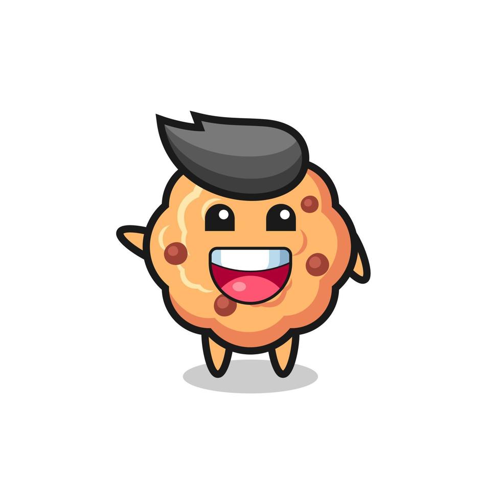happy chocolate chip cookie cute mascot character vector