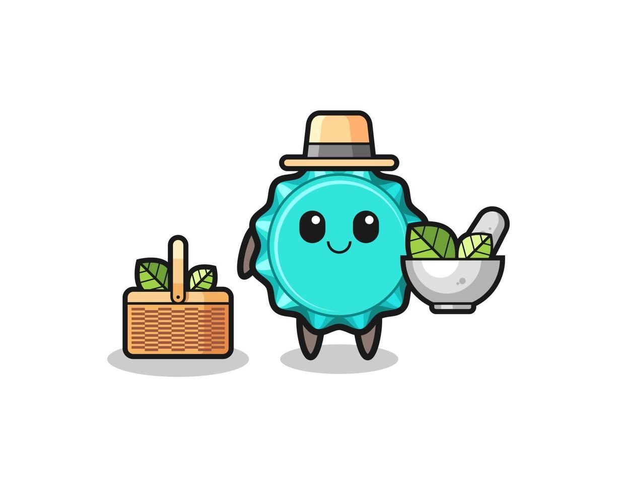 bottle cap herbalist cute cartoon vector