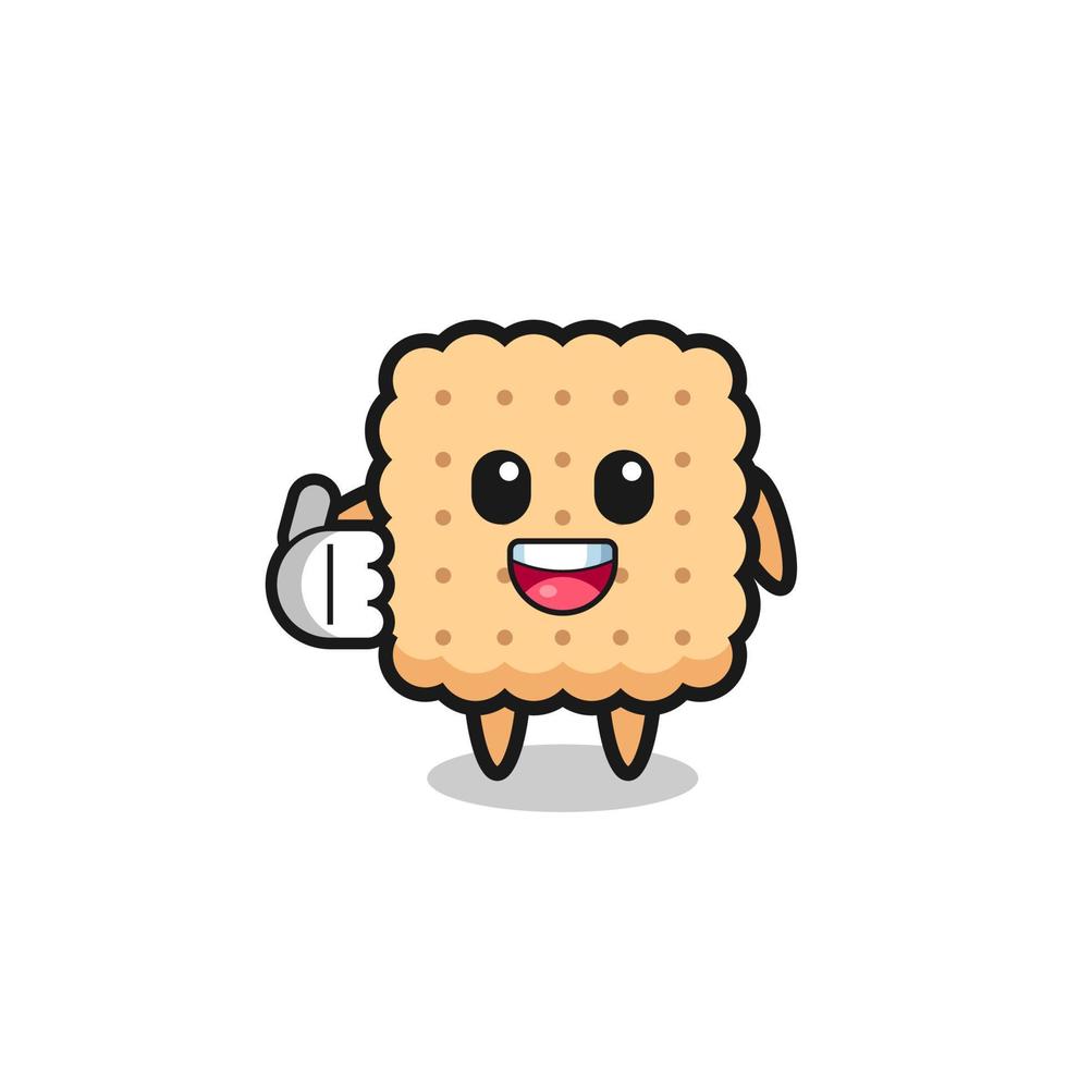 cracker mascot doing thumbs up gesture vector