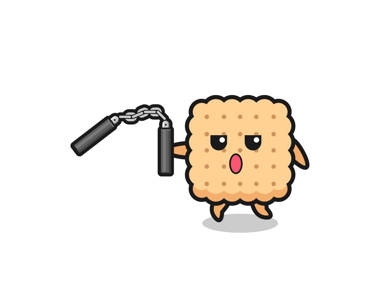 cartoon of cracker using nunchaku vector