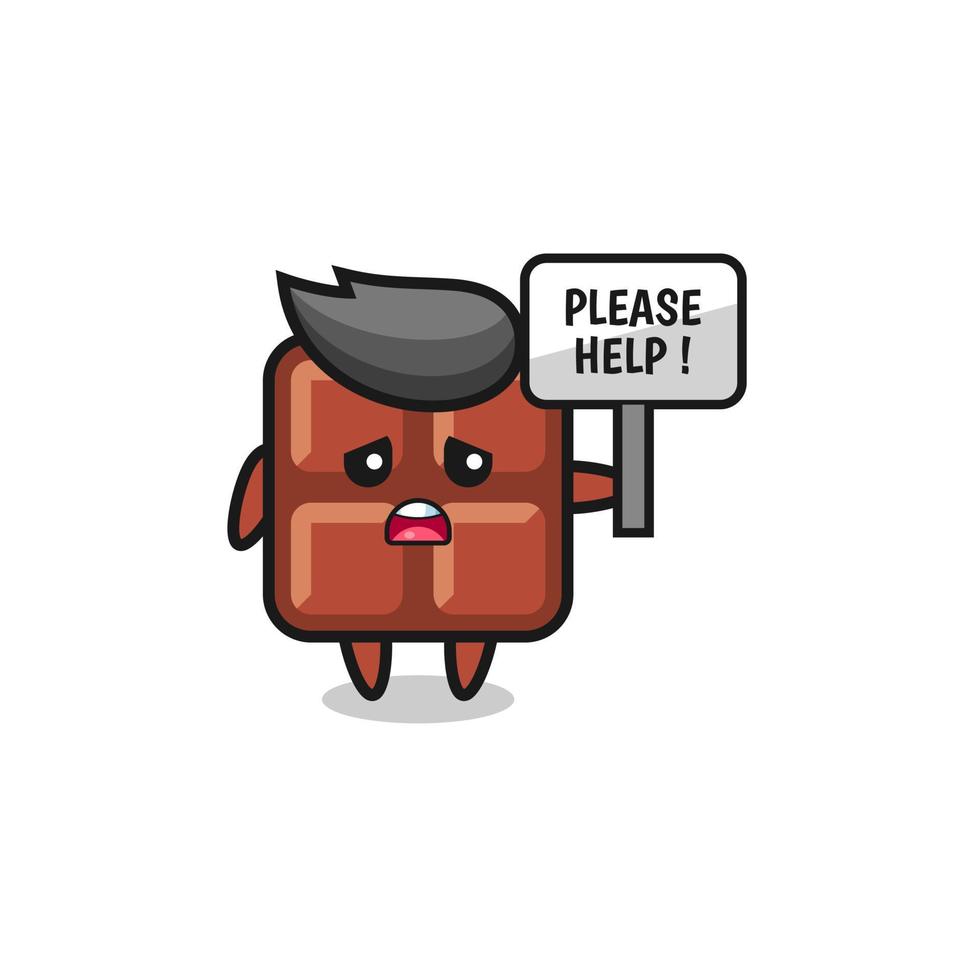 cute chocolate bar hold the please help banner vector