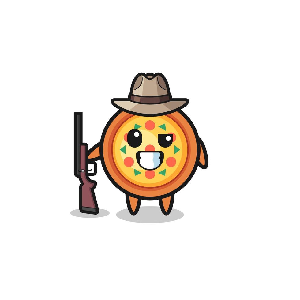 pizza hunter mascot holding a gun vector