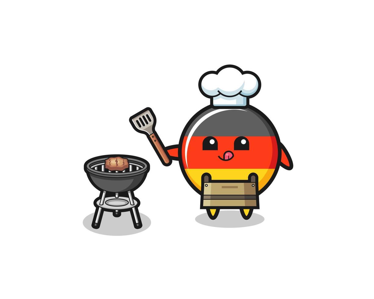 germany flag barbeque chef with a grill vector