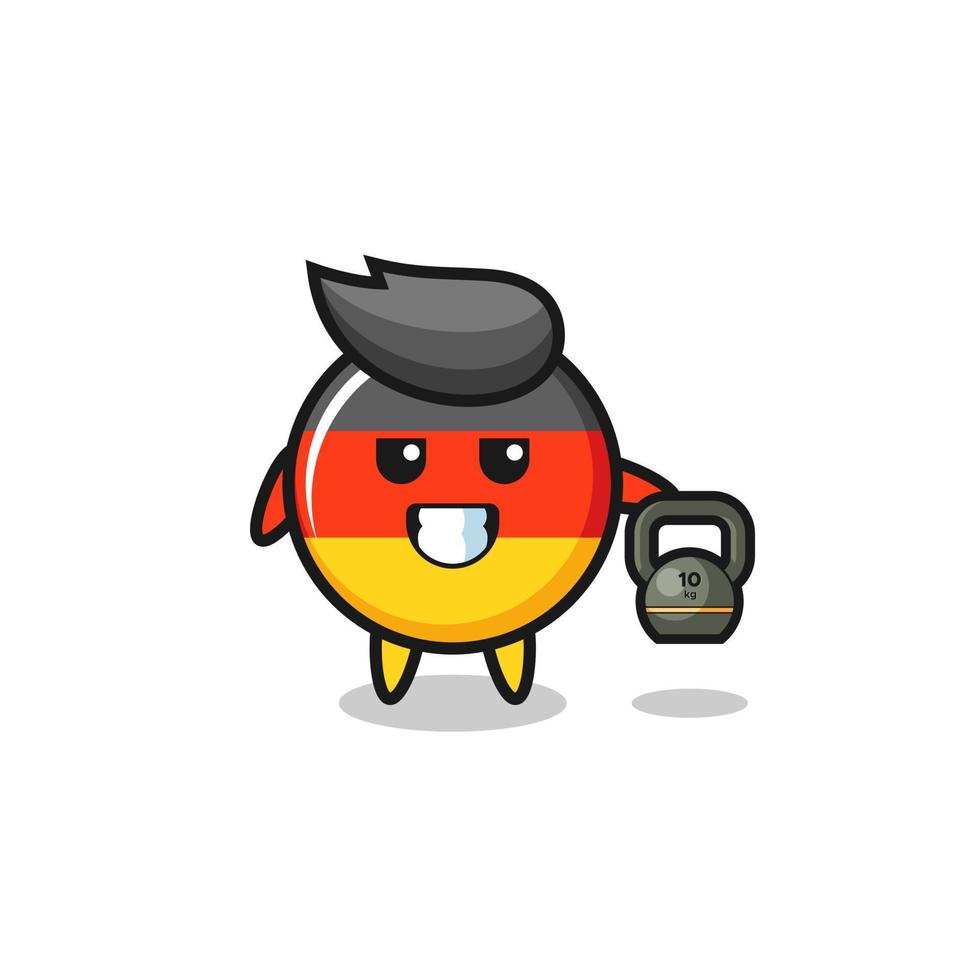 germany flag mascot lifting kettlebell in the gym vector