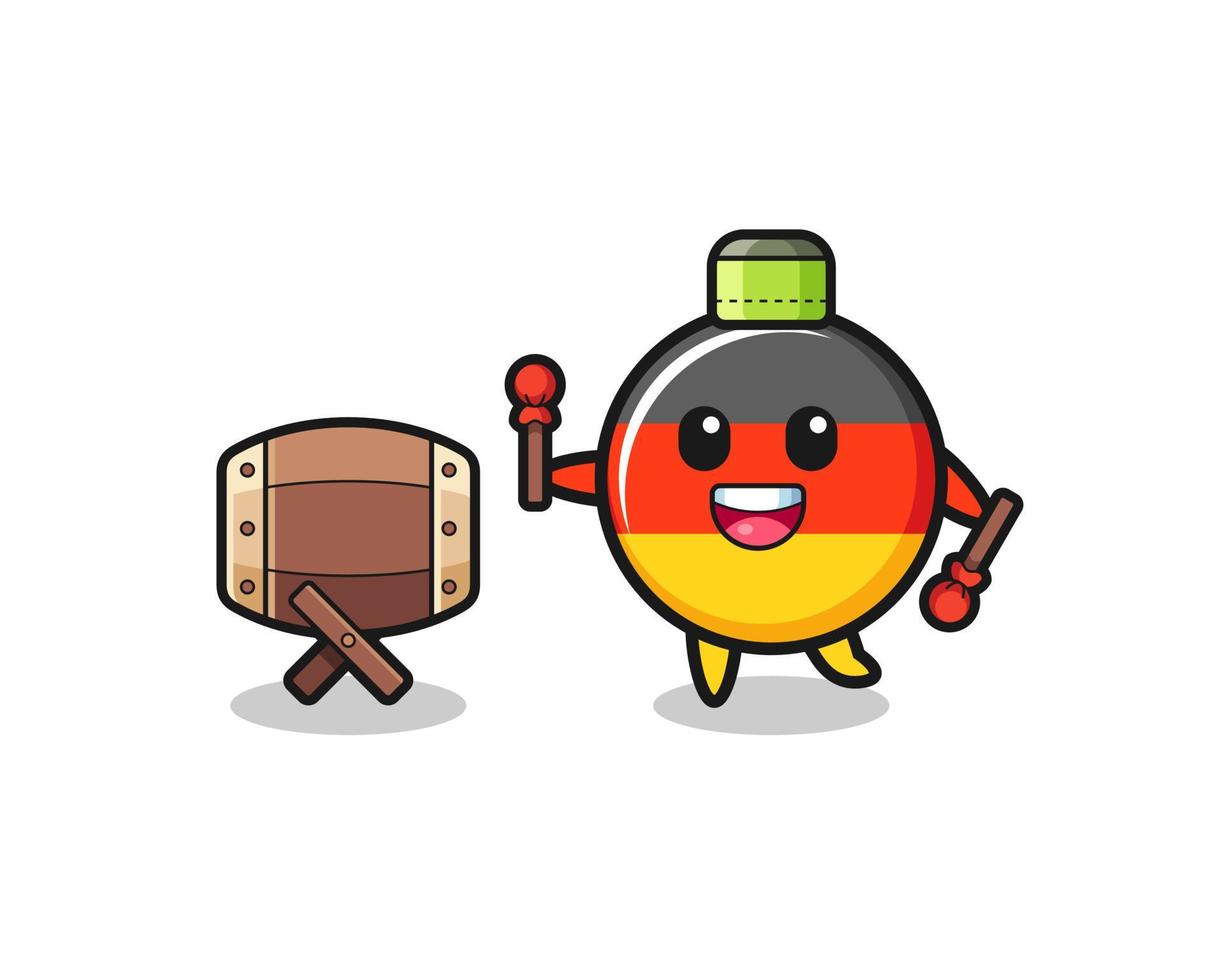 germany flag muslim cartoon is beating the bedug vector
