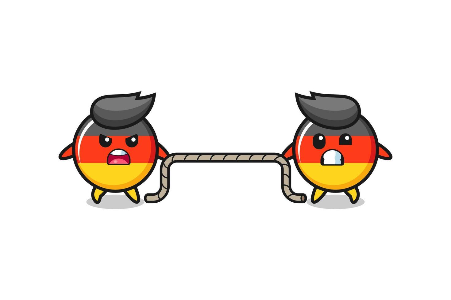 cute germany flag character is playing tug of war game vector