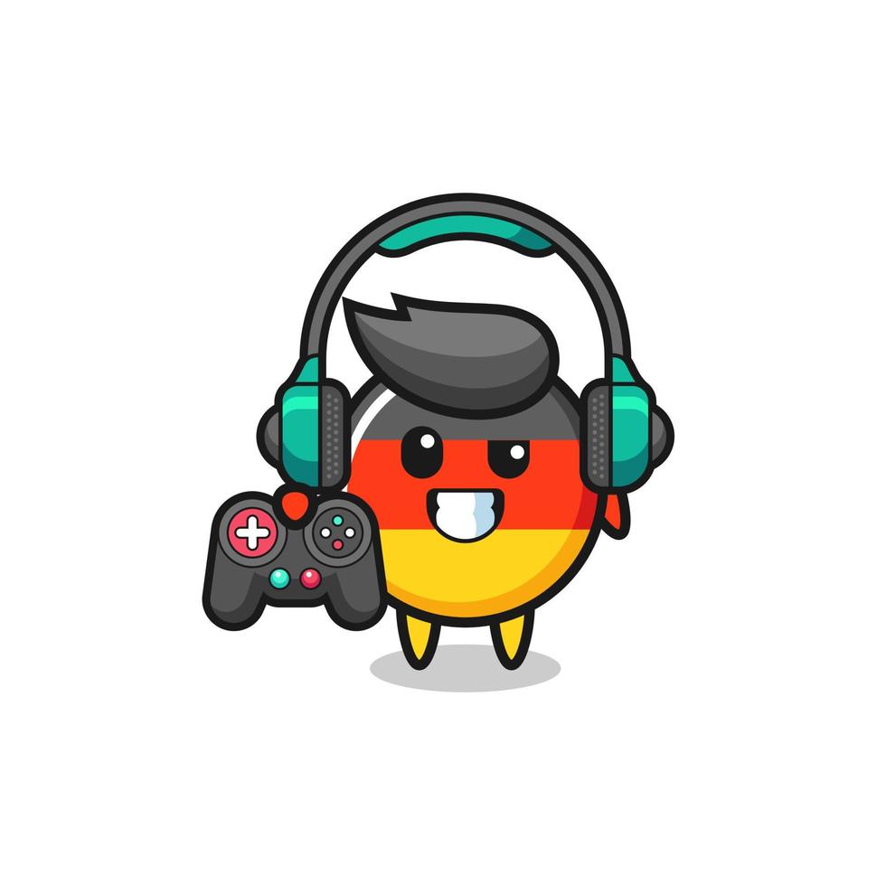germany flag gamer mascot holding a game controller vector