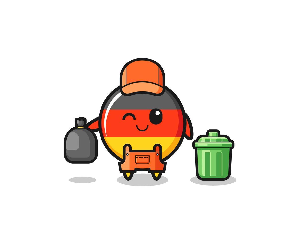 the mascot of cute germany flag as garbage collector vector