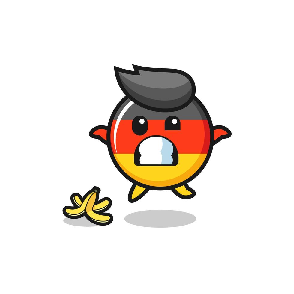 germany flag cartoon is slip on a banana peel vector