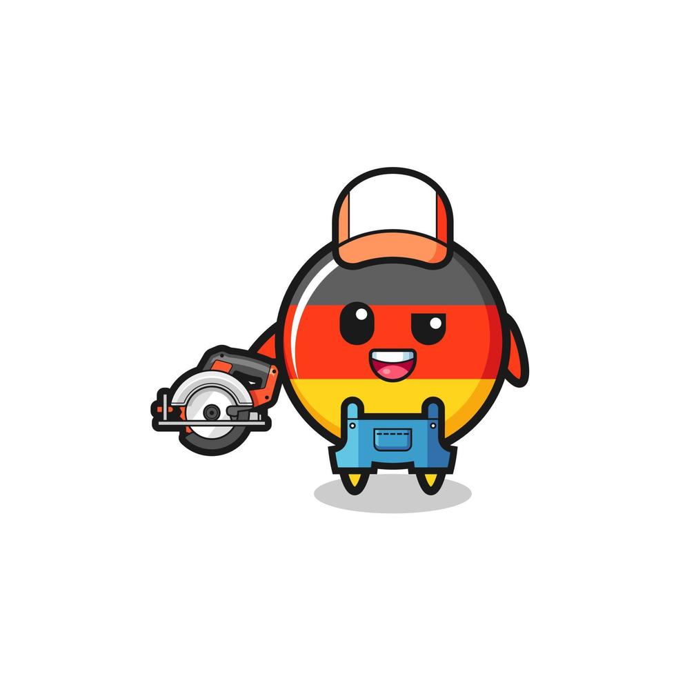 the woodworker germany flag mascot holding a circular saw vector