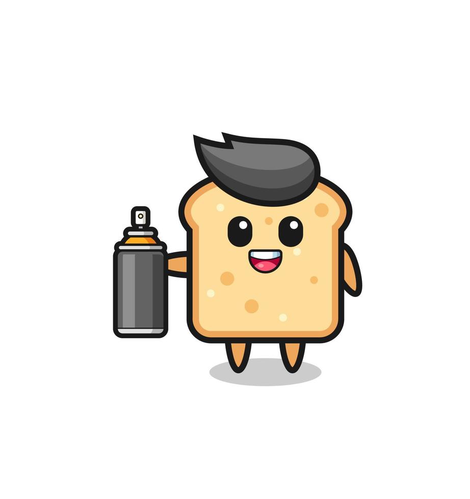 the cute bread as a graffiti bomber vector