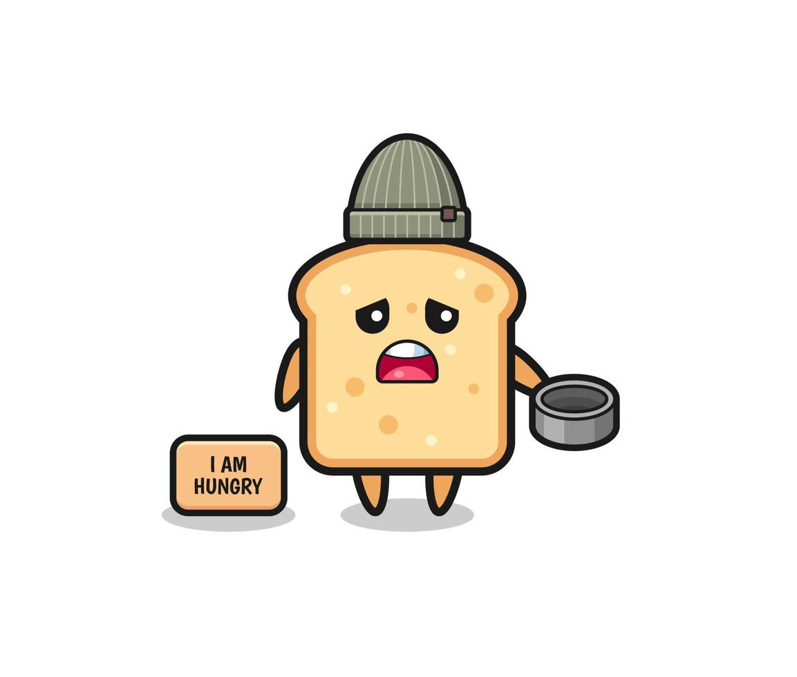 cute bread beggar cartoon character vector