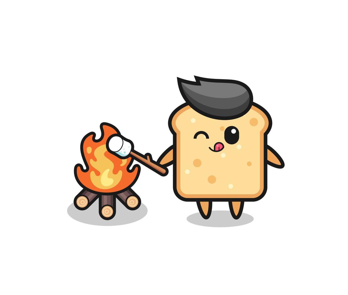 bread character is burning marshmallow vector