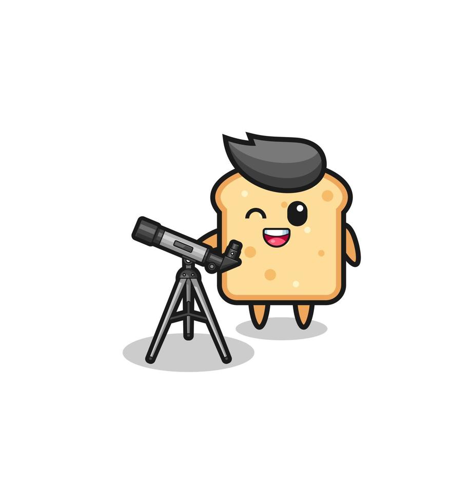 bread astronomer mascot with a modern telescope vector