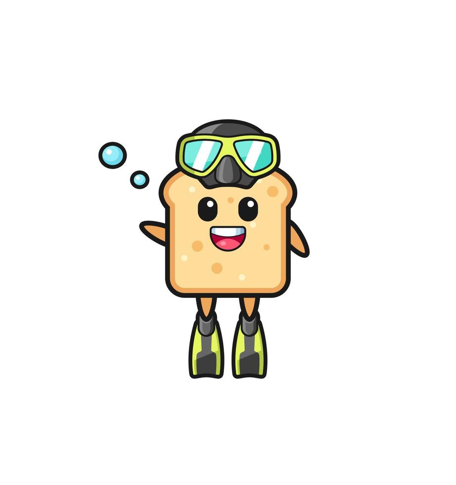 the bread diver cartoon character vector