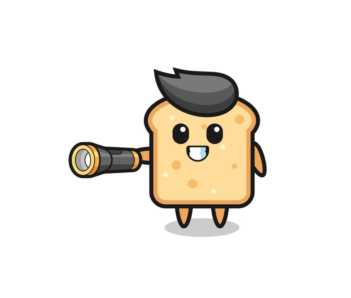 bread mascot holding flashlight vector