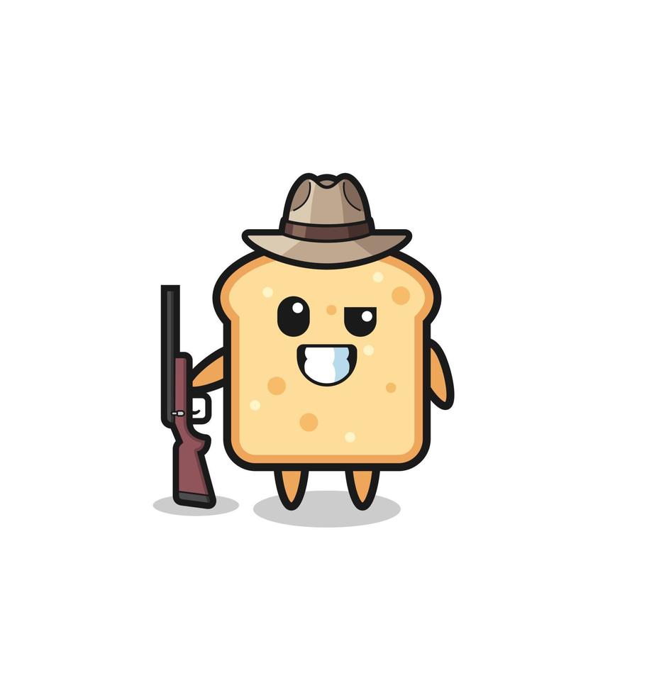 bread hunter mascot holding a gun vector