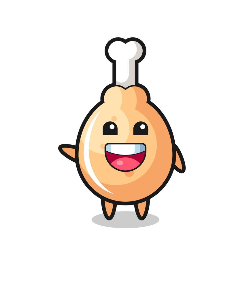 happy fried chicken cute mascot character vector